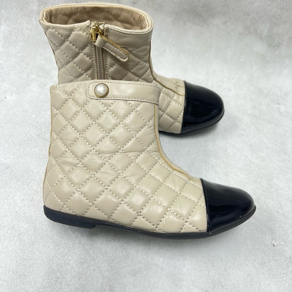 Luxelim sz 27 Sorellina black beige / quilted leather Boots  toddler girl - Picture 5 of 10